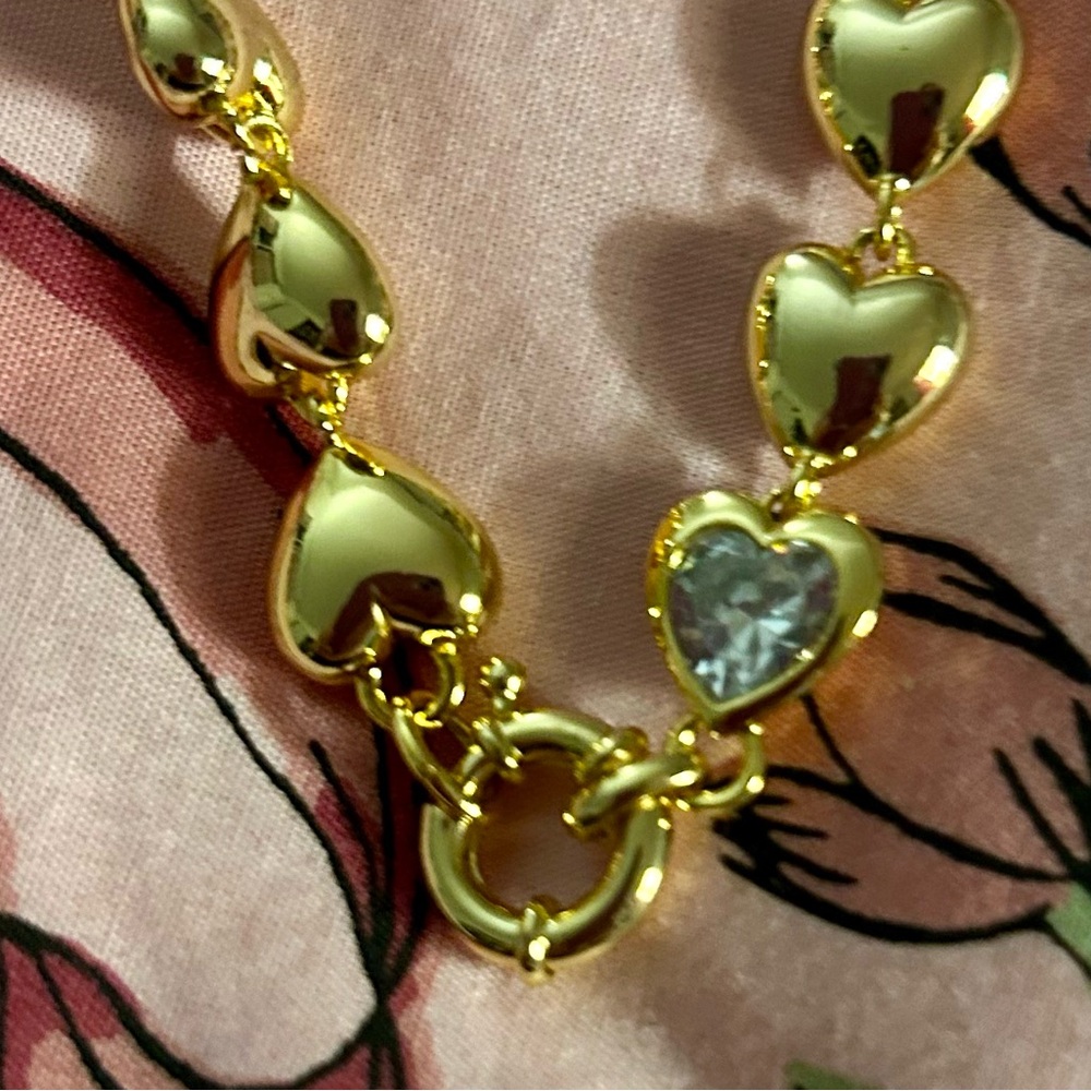 Heavy Gold Plated Heart Necklace Agatha Paris bought in Paris last summer